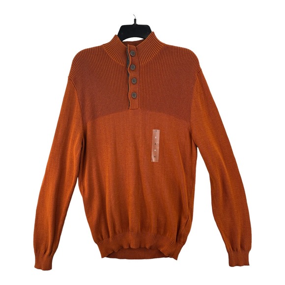 Club Room, Men's Ribbed Four-Button Sweater Deep Rust, Small MSRP $60 - Picture 1 of 8